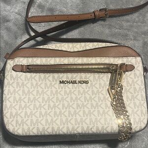 Michael Kors Tan and Cream Crossbody Bag